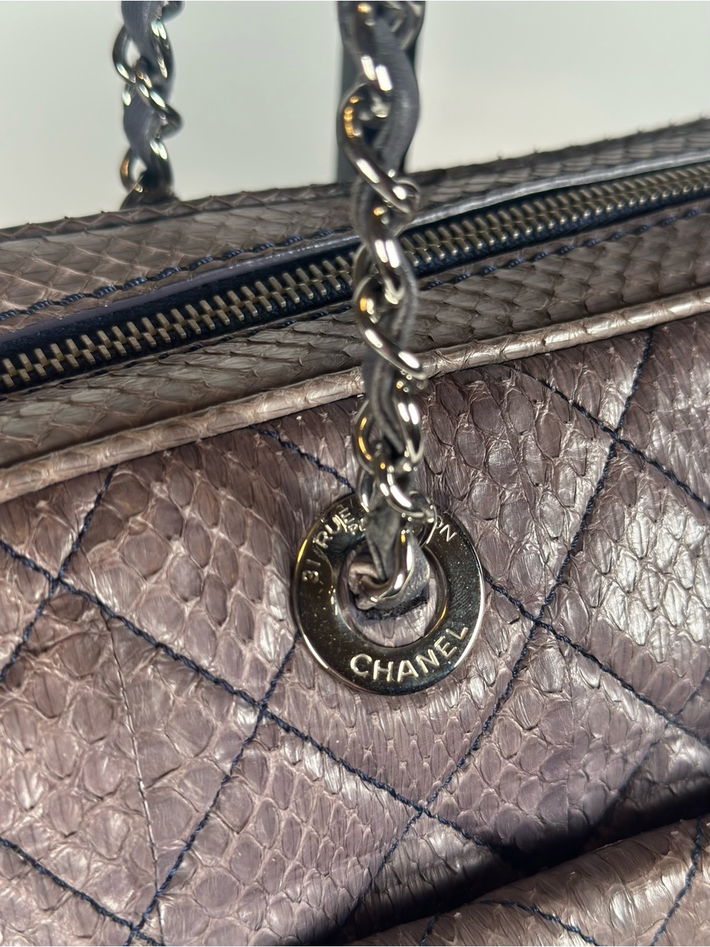 Authentic Python Chanel Metallic Large Shoulder Bag - Picture 6 of 16
